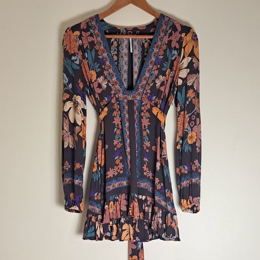 Free People Violet Hill Floral Print Tunic Top Dress Sz 0
